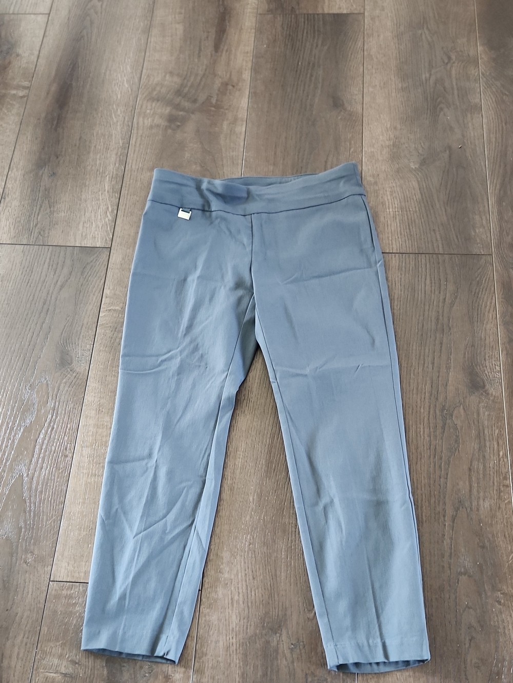 Alfani Gray Grey Size 10PS Cropped Dress Pants Office Romantic Pull On Tummy NWT